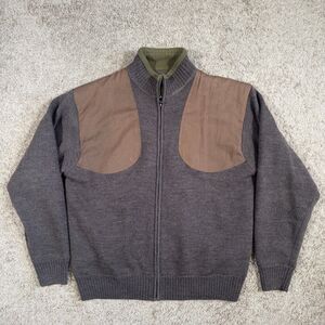 BERETTA Mens Jacket L Brown Shooting Hunting 100% Wool Lined Full Zip Sweater